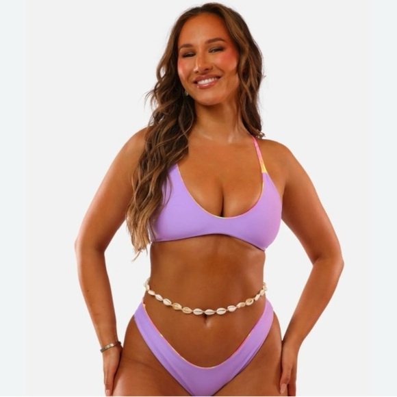 Moana Swimwear Neon Nites Marlin Reversible Swim Top Size Large Multicolor - Picture 2 of 6